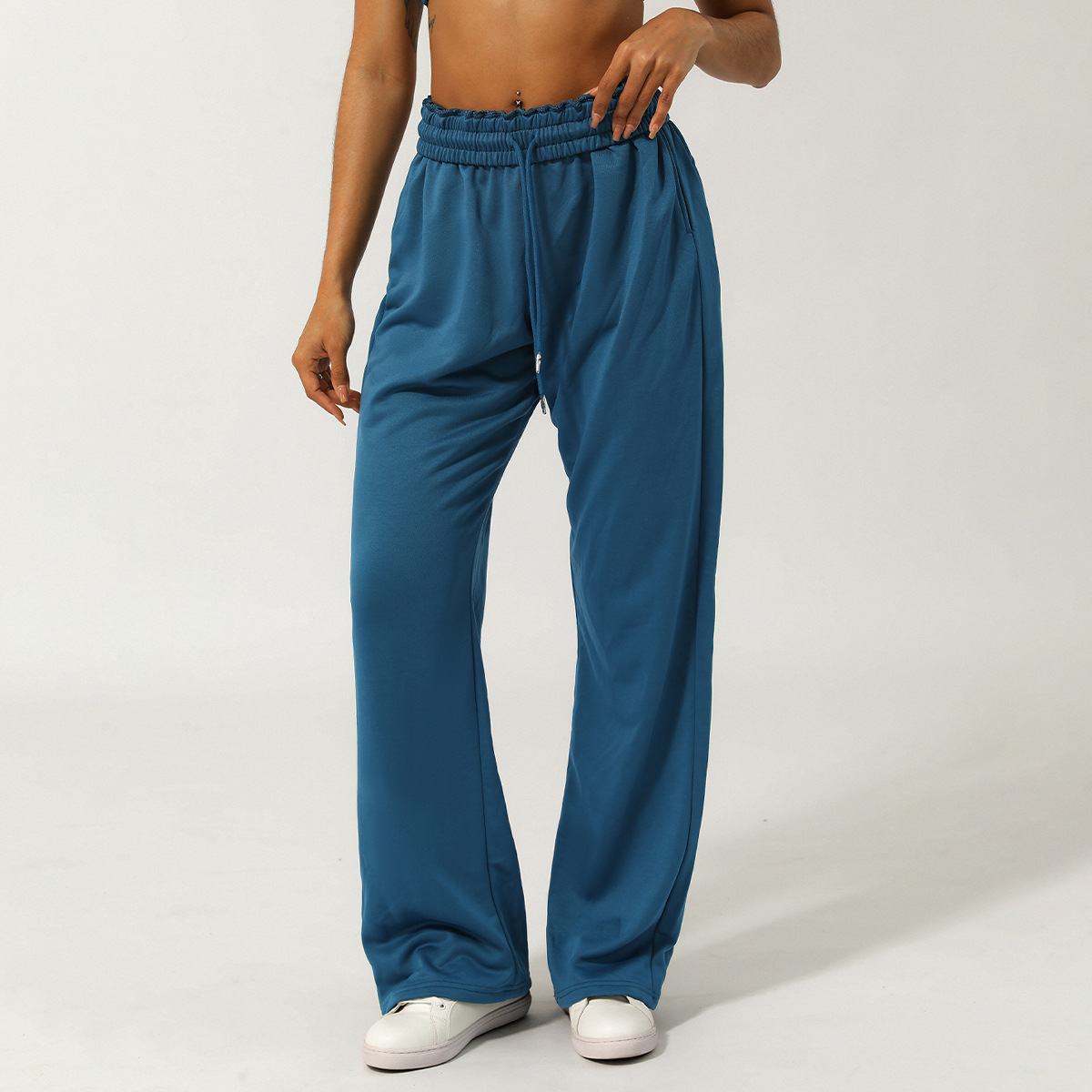 Picture of Spring and summer European and American sports leisure pants waist yoga clothing loose fitness pants women's outdoor straight wide leg pants