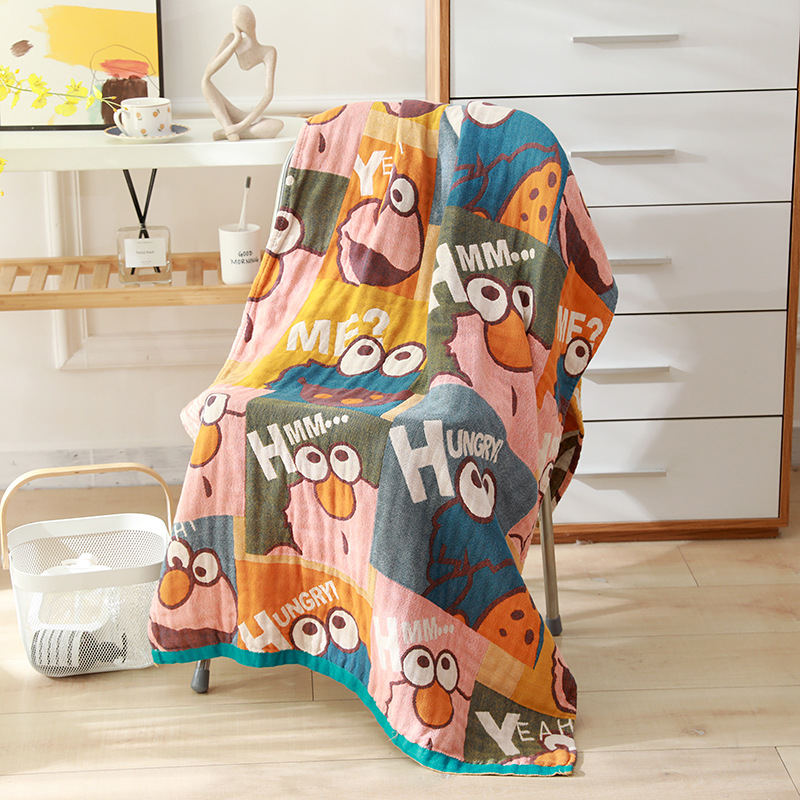 Picture of Wholesale Colored Cotton Four-Layer Gauze Bath Towel Absorbent Adult Couple Household Bath Towel Four Seasons Cartoon Cotton Bath Towel