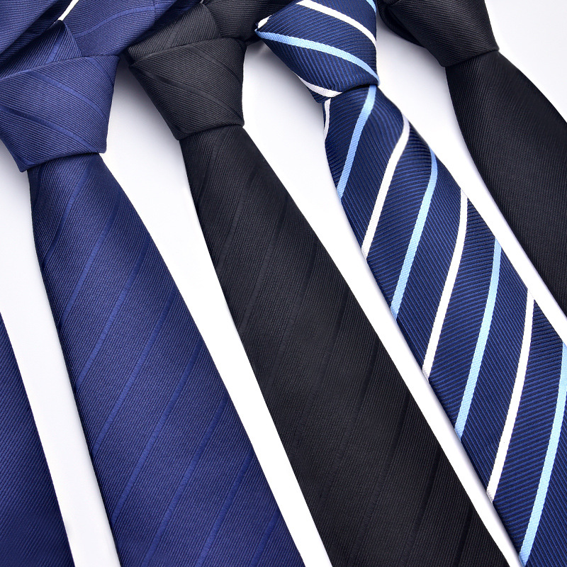 Picture of Manufacturer in stock men's business tie 8cm hand-punched professional formal wear interview striped tie men's Jacquard polyester silk