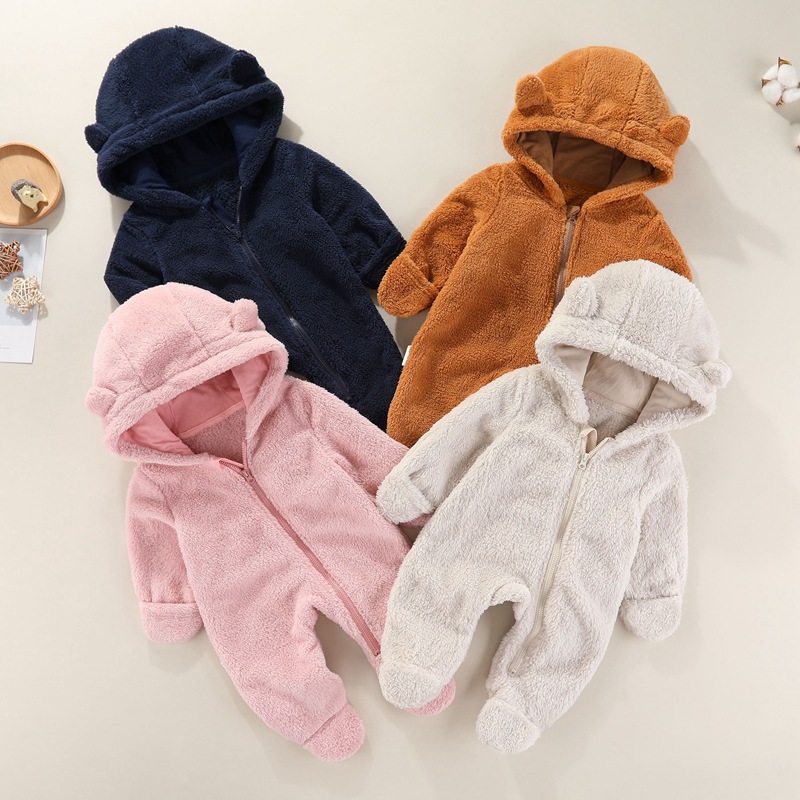 Picture of Cross-border baby jumpsuit autumn and winter thickened warm newborn baby clothes baby plus velvet pajamas climbing clothes