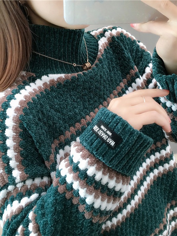 This year's popular turtleneck women's sweater 2024 autumn and winter New popular loose outer wear lazy style thick bottoming shirt