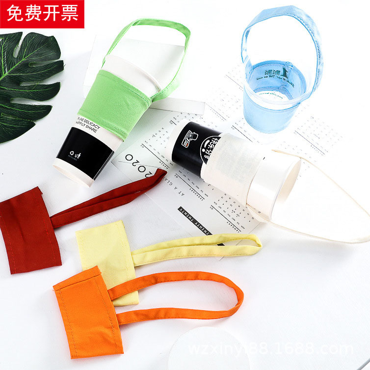 Factory Direct supply milk tea cup cover portable insulated cup cover beverage coffee packing bag portable cotton canvas cup cover