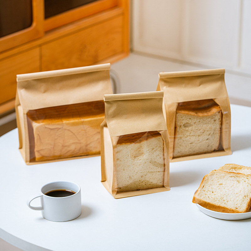 in stock Bread Packaging Kraft Paper Bag 450g Sliced Toast Bag Baking Packaging Bag Toast Bread Wire Bag