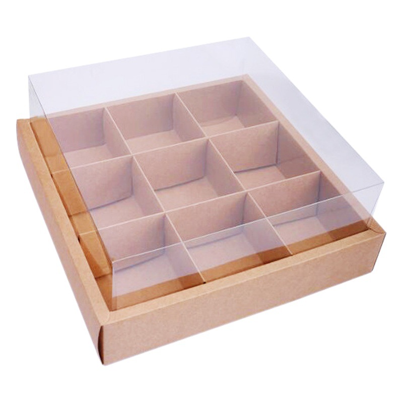 Jiugongge dessert box mousse cup cake Plaid packing box egg yolk crisp takeaway picnic 9-grid packing box