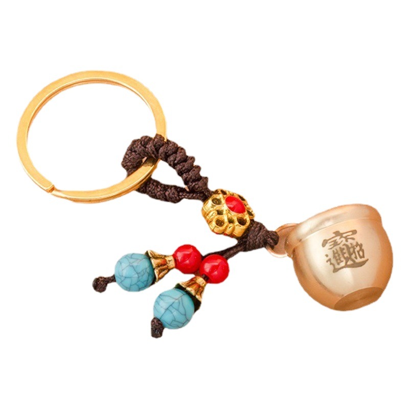 All Brass Mini Small Baifu Cylinder Bag Key Chain Pendant Baifu Cylinder Creative Keychain Street Stall Heat Dissipation