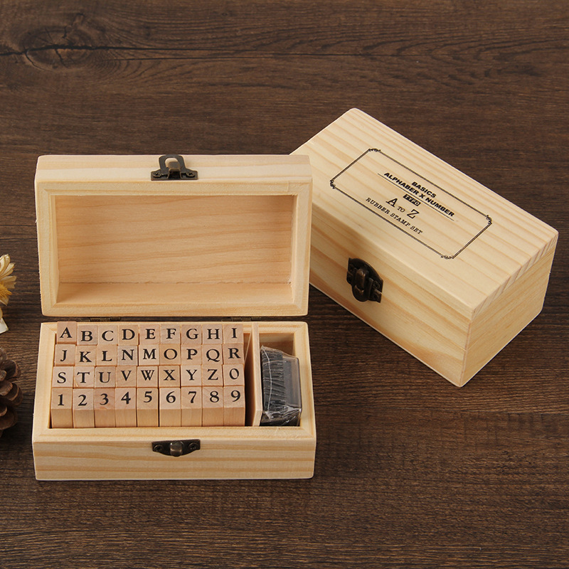 Picture of Basic Hand Account Set Typewriter Font Seal Ming Dynasty Orthodox Alphanumeric Wooden Seal 36 Pieces
