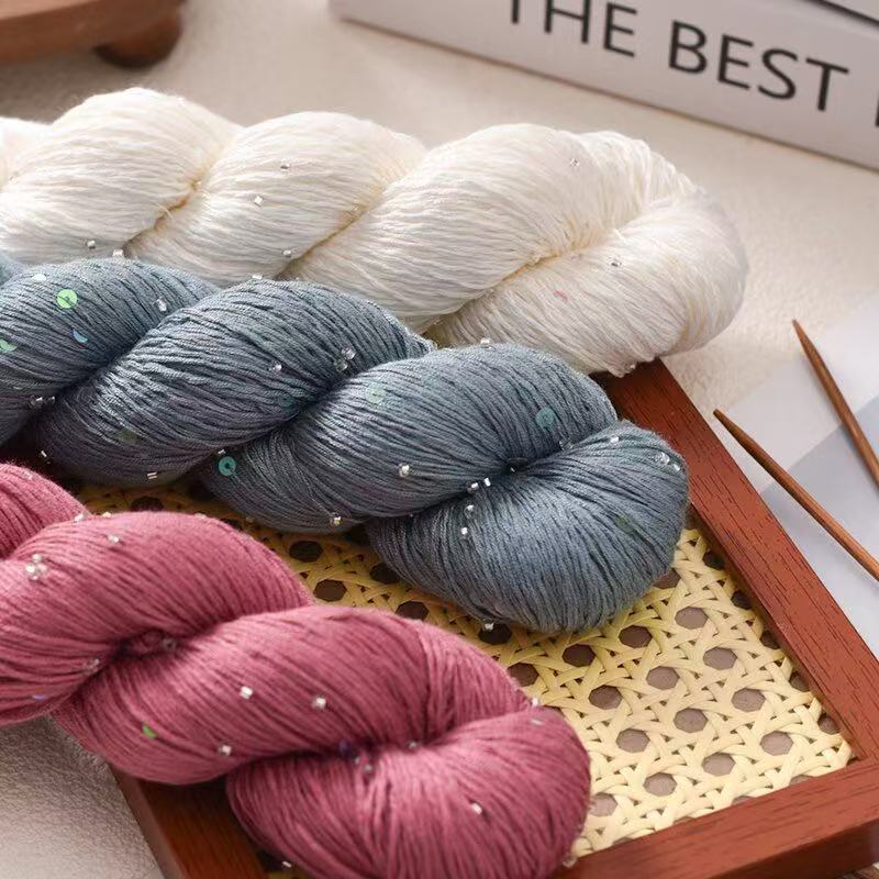 Spring and Summer New No. 6 Tester Cotton Lace Beads Sequin Line Handmade DIY Woven Fine Wool Crochet Stick Line