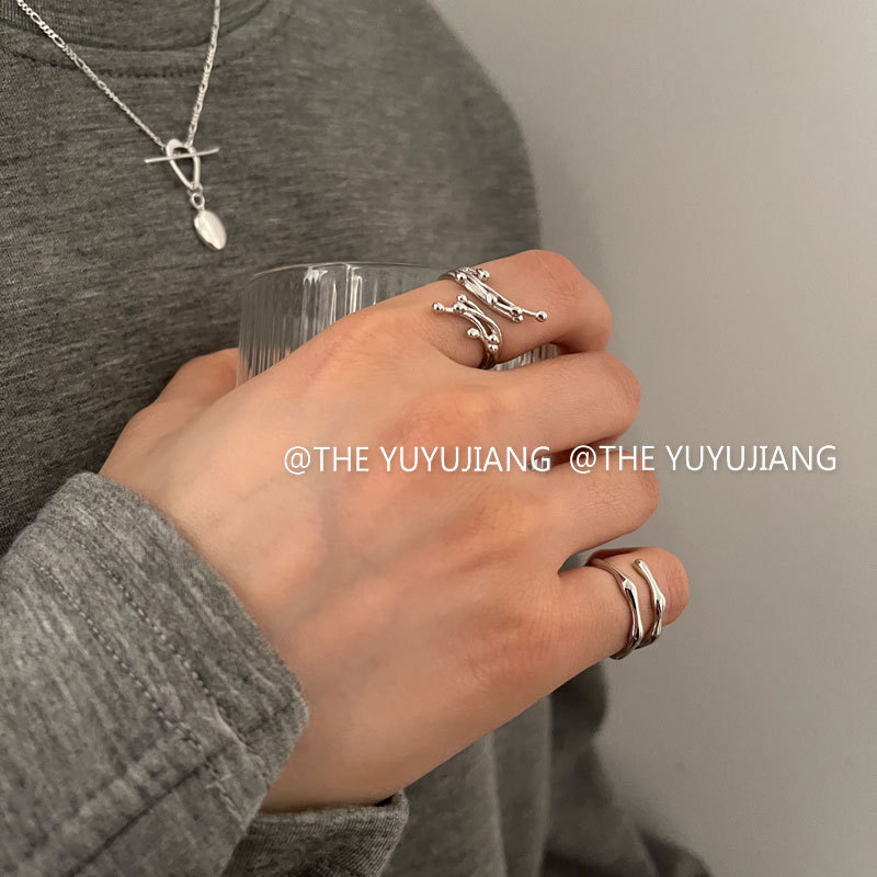 Picture of Personalized Fireworks Ring Women's Fashion Design Sparkle S925 Silver Open Ring All-match Hip-hop Creative Finger Ring