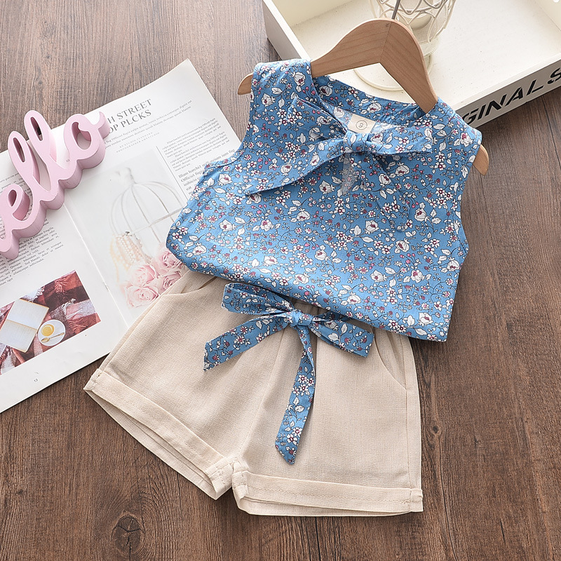 Picture of Children's Clothing Summer New Product 0-4 Year Old Baby Girl Korean Style Floral Bohemian Style Sleeveless Vest Shorts Two-Piece Set