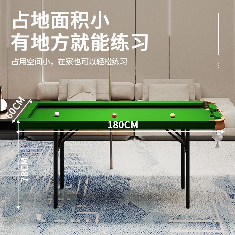 Picture of Five-Point Billiard Table for Home Training, No Rubber Strips, Three-Hole Snooker Pocket, Foldable Iron Legs