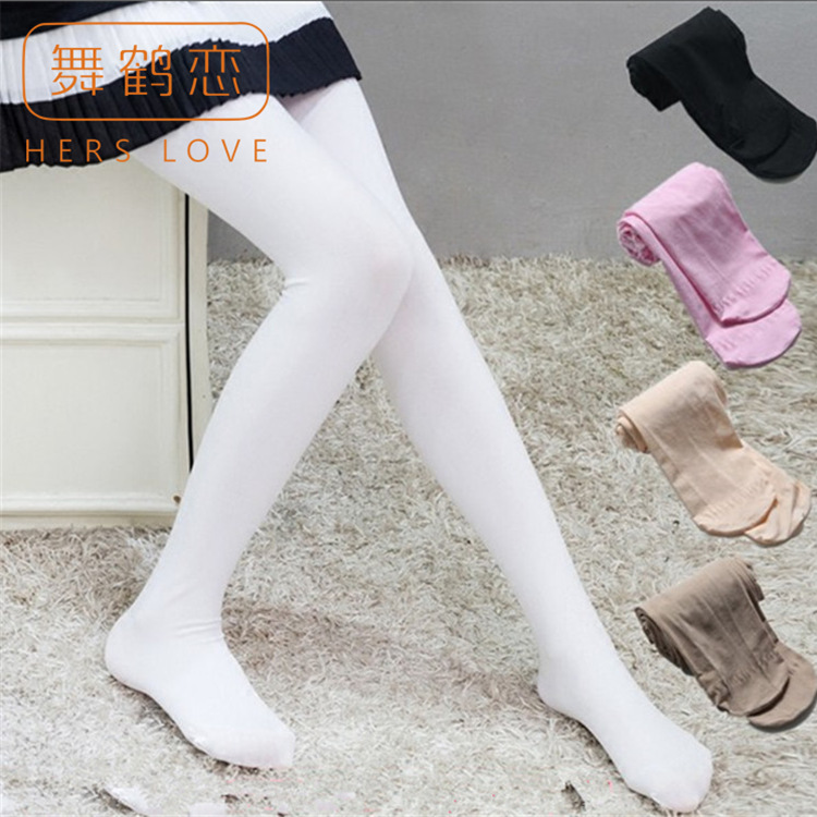 Picture of Dance crane love factory batch children spring and summer dance white pantyhose student ballet professional 90D big socks dance socks