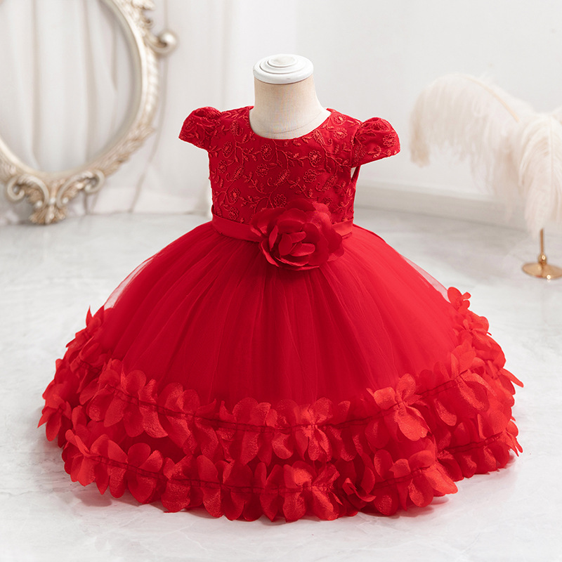 Picture of New cross-border children's performance dress lace princess dress festival unkempt dress gauze skirt one-year-old dress dress performance dress