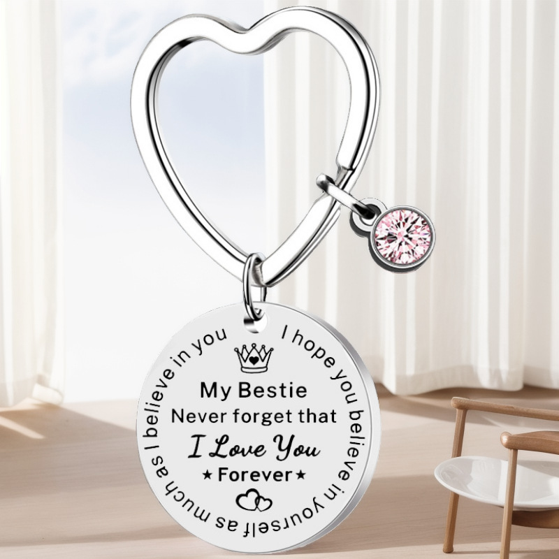 Cross-border goods my bestie stainless steel keychain for girlfriends gifts