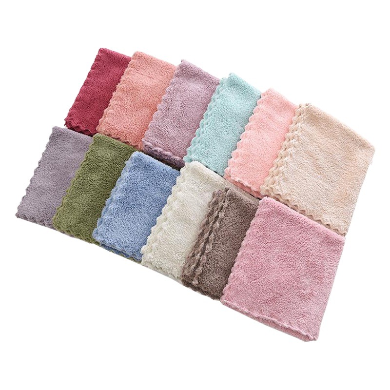 [Square] high density quick-drying coral fleece children's square kitchen cleaning special absorbent hand towel