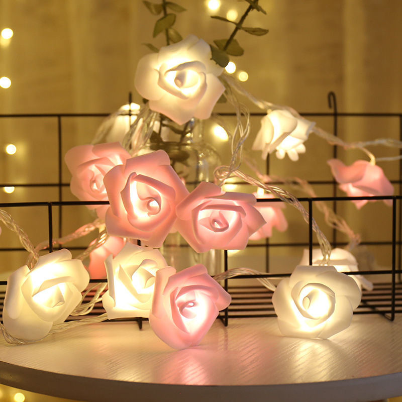 Picture of Rose Light String LED Foam Flower Lights Proposal Valentine's Day Girl's Heart Room Decorative Lights Flower Lights