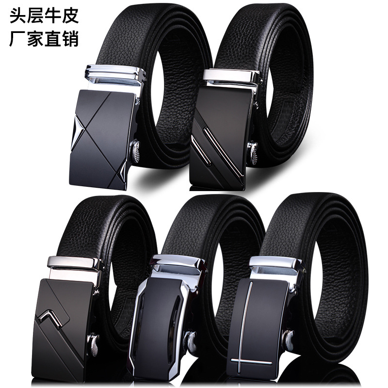 Head leather leather belt men's wholesale high-end leather automatic buckle men's belt men's casual business Belt