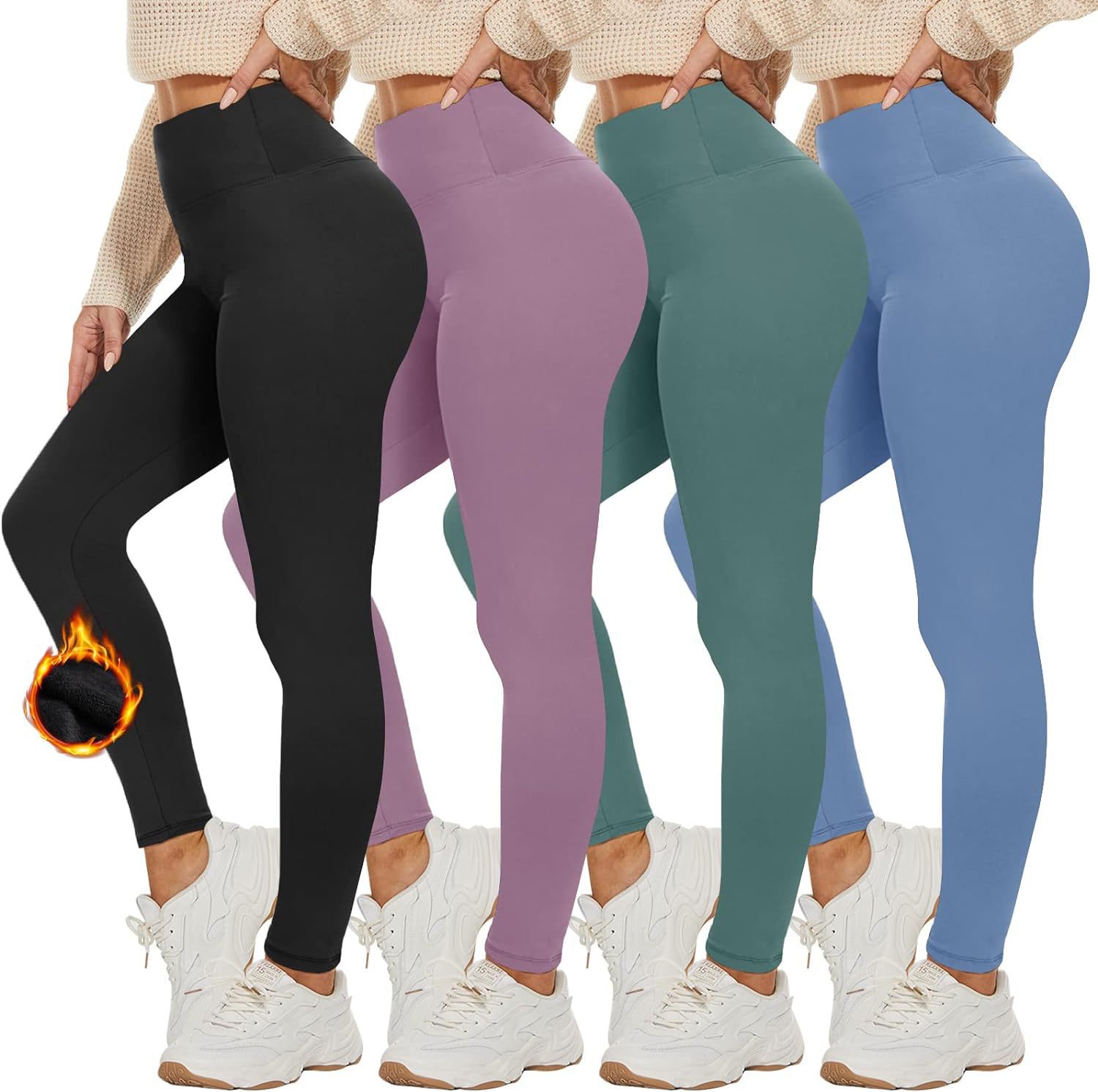 Cross-border fleece-lined Leggings Women's High Waist Winter Yoga Pants Belly Soft Warm Suitable for Hiking Exercise