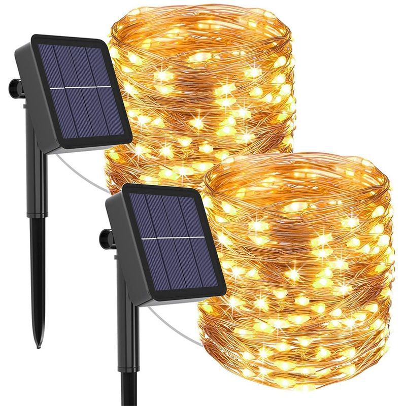 Copper wire seven-color outdoor string lights, light strips, non-powered decoration, Spring Festival solar atmosphere light factory, cross-border wholesale