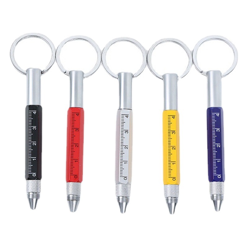 Six-in-one multifunctional metal short scale touch screen screwdriver small mini portable carabiner tool ballpoint pen