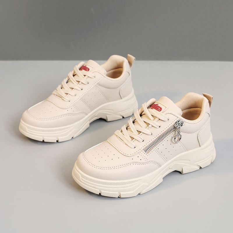 Picture of W2581 New White Shoes 2024 Autumn and Winter Breathable Internal Add Joker High Thick Bottom Solid Color Wear-resistant Student Board Shoes
