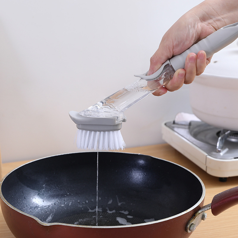 Kitchen Pot Washing Brush Wholesale Automatic Liquid-Adding Plastic Large Multi-Functional Large Capacity Kitchen Household Long-Handled Dishwashing Brush