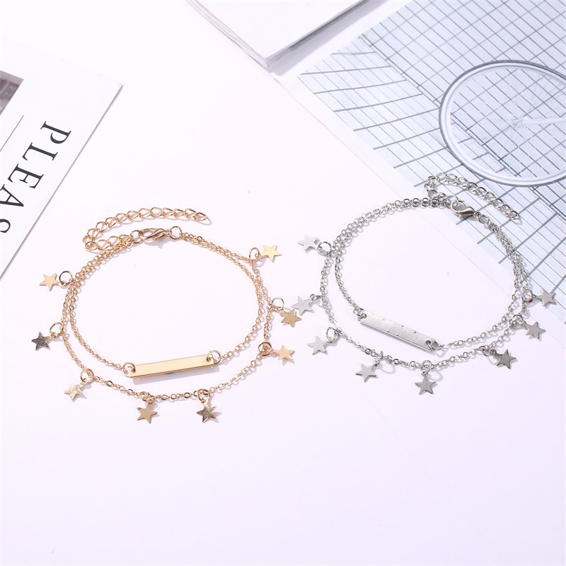 Picture of New foot jewelry trend women's simple European and American beach foot decoration fashion double five-pointed star anklet manufacturers wholesale