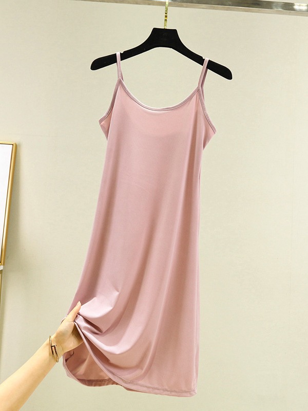 Ice Silk Slip Dress Women's Summer Thin Sleeveless Base Skirt Black 2024 New High Waist Petticoat