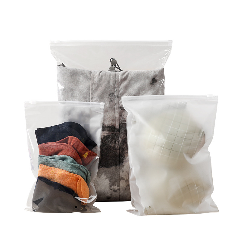 Picture of Transparent Frosted Clothing Zipper Bags in Stock, Packaging Bags for Clothes, Socks, Underwear, Towels, Wholesale