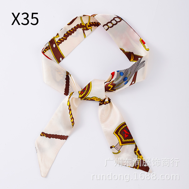 Picture of Silk Scarf Wholesale Long Beveled Small Silk Scarf Double-layer All-match Hair Belt Ribbon Decoration Tie Bag Hand Gift Box Silk Scarf