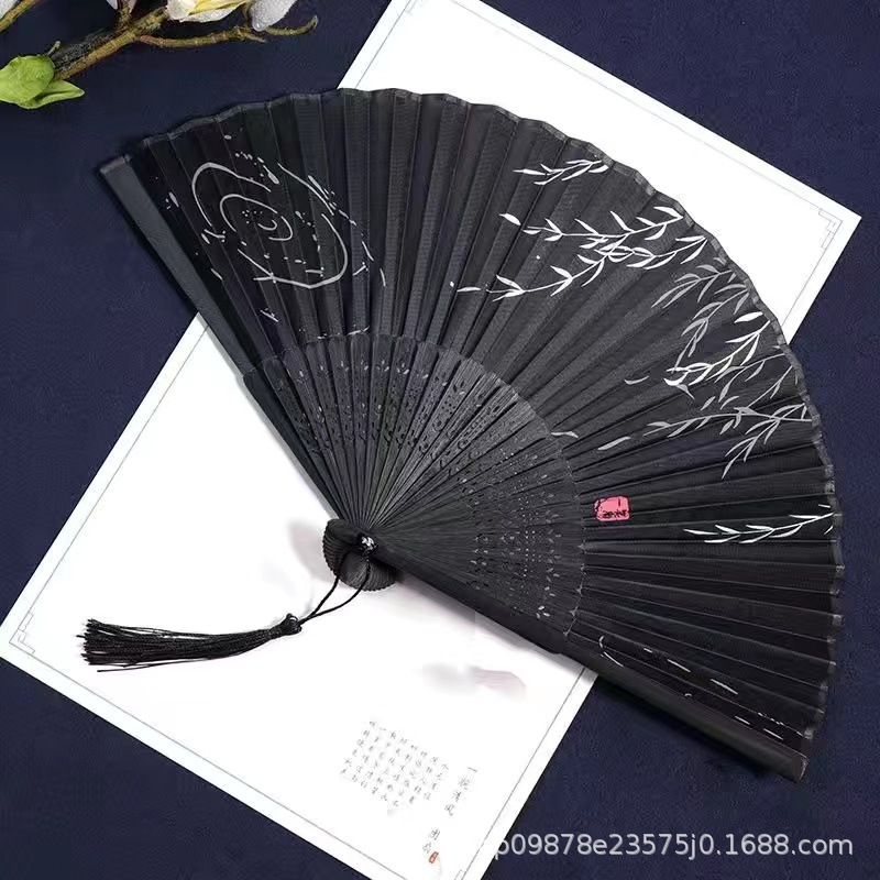 Picture of Folding Fan Bamboo Ancient Fan Student Girl Chinese Style Small Fan Scenic Spot Export Wholesale Retail Gift Decorative Fan