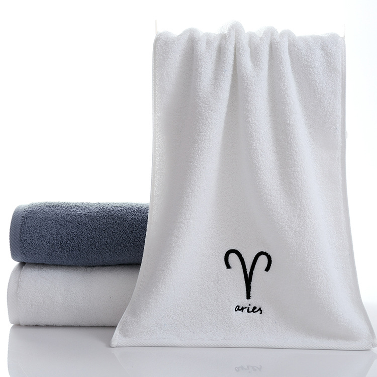 Picture of Pure Cotton Towel Creative Constellation Towel Couple Gift Thickeneded Sports Face Towel Pure Cotton Towel Embroidered Logo Soft