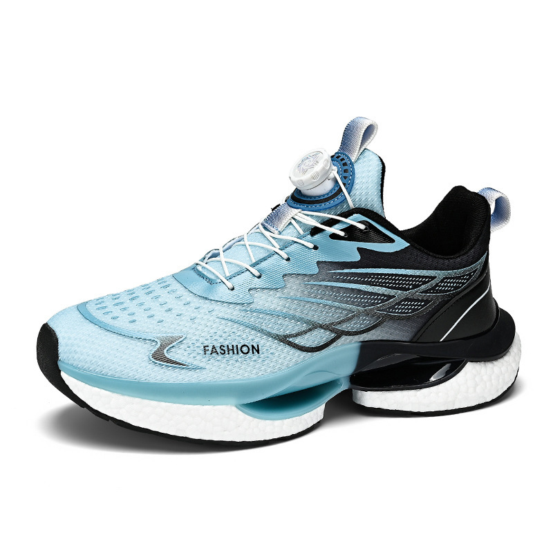 Summer Men's Shoes 2025 New Swivel Button Running sneaker Men's Breathable Thick-soled Popcorn Cushion Running Shoes