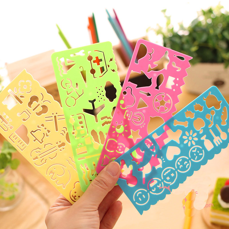 Creative Stationery Plastic Wan Hua Ruler Drawing Template Ruler Multifunctional Geometric Ruler Drawing Tool Template Ruler Wholesale