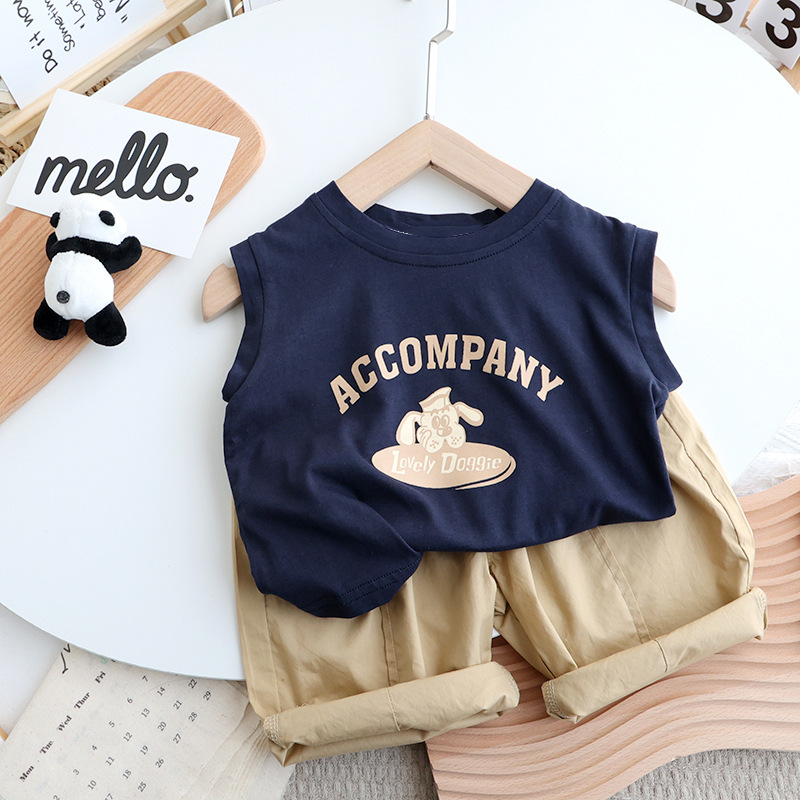 Picture of Pure Cotton Baby Kidsren's Sleeveless T-Shirt 2025 New Versatile Cartoon Animation Boys and Girls Vest Undershirt Top Summer