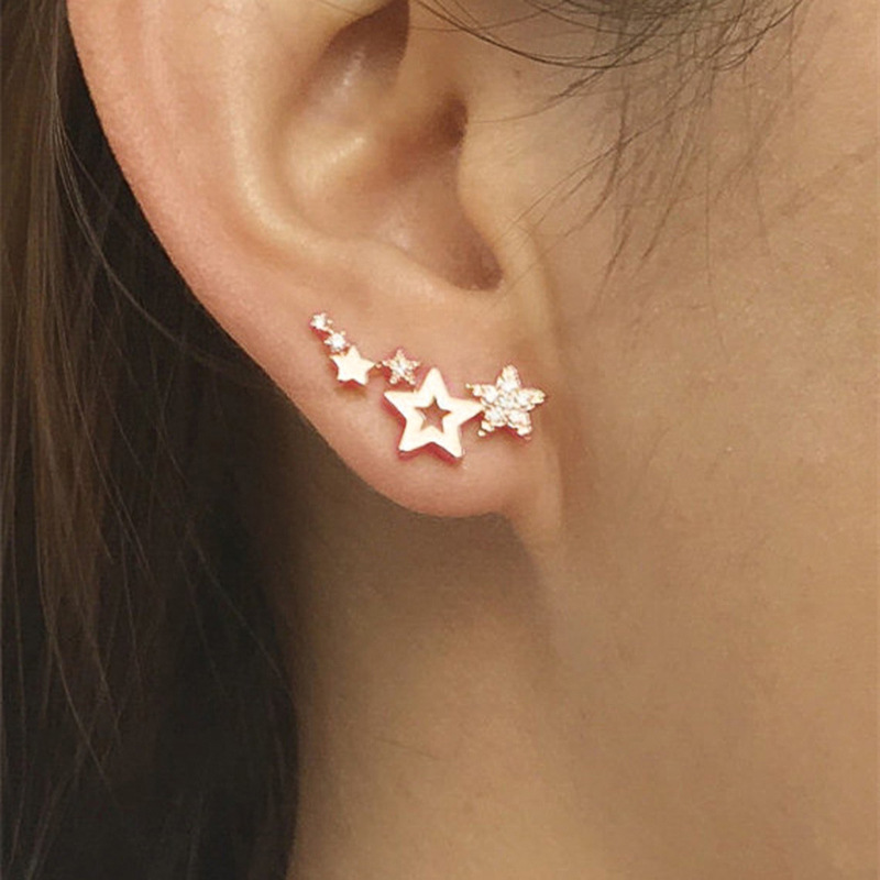 K-Style Simple Fashion Zircon Star Ear Clip Earrings Ins Cool Style Popular Geometric Diamond Earrings Wholesale