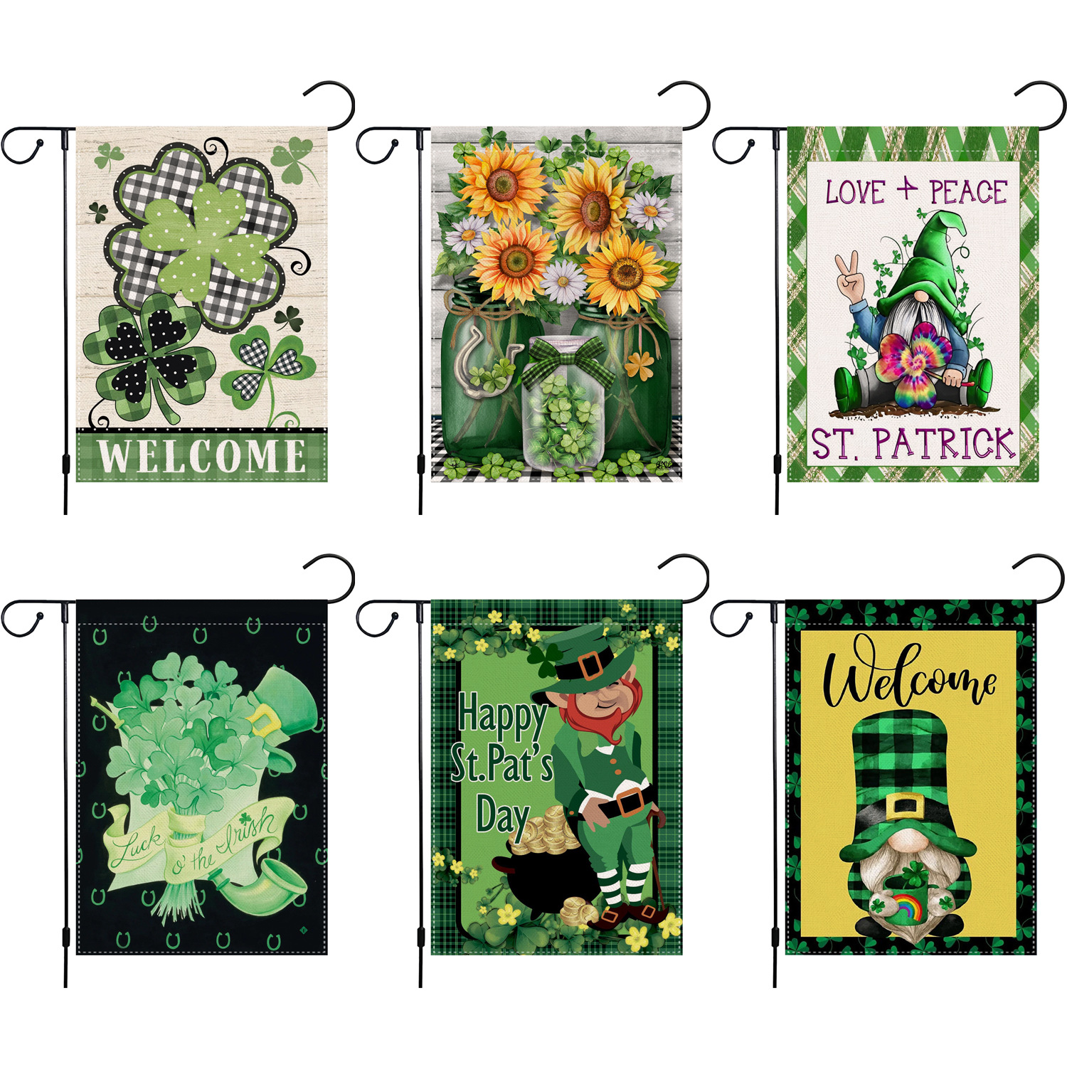 Cross-border new St. Patrick's Day Garden flag linen double-sided digital printing garden decoration holiday flag