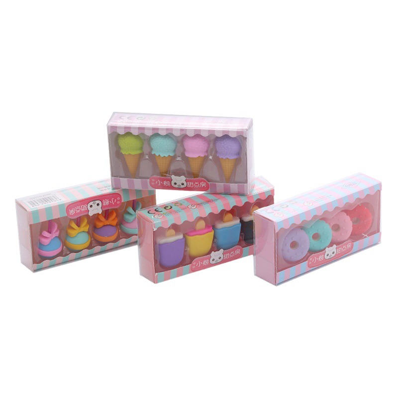 Cute Dessert Eraser Boxed Primary School Gift Prizes Wholesale Creative Children's Drawing Practice Eraser Wholesale