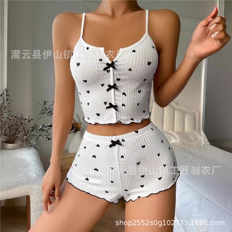 Picture of New Sling Shorts Sexy Bow Multicolor Printed Milk Silk suit Comfortable Home Wear Factory
