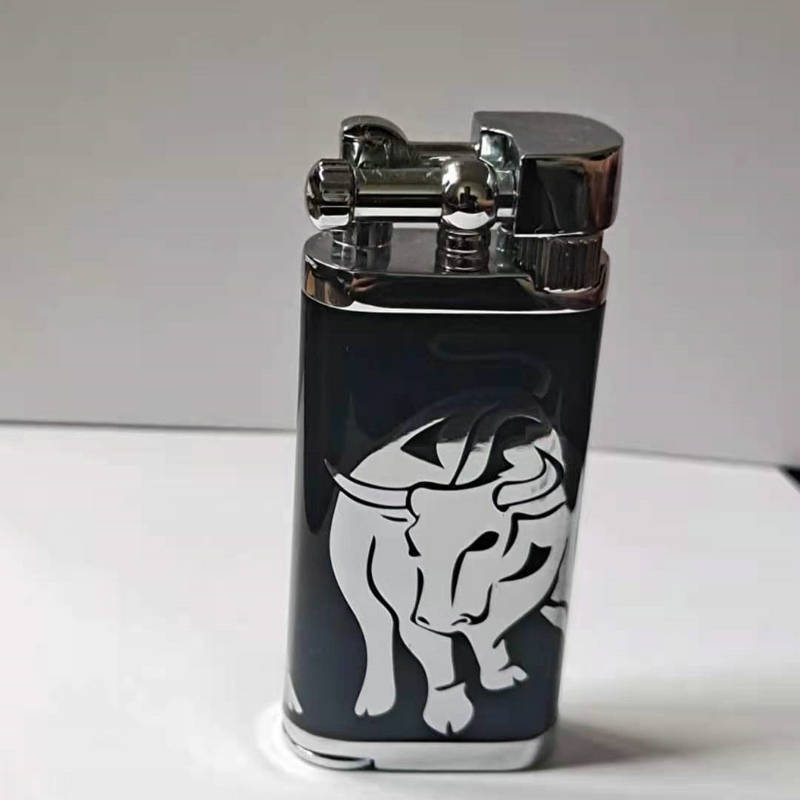 Picture of Grinding wheel open flame cigarette lighter gas creative inflatable Langsheng oblique fire lighter metal pipe mini lighter gift
