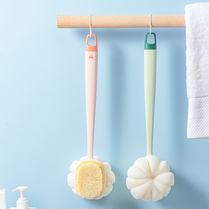 Picture of Porphyra series back rub brush bathroom bath artifact long handle double-sided soft nylon bristle painless bath brush