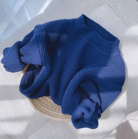 Picture of Children's Pure Color Knitwear Bottoming Shirt with Autumn and Winter Thickeneded Warm Girls' Knitted Knitwear Candy Color New Top