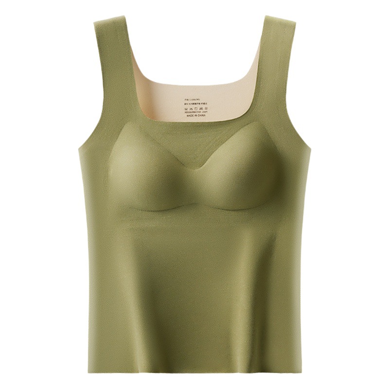 Autumn and Winter de Velvet heating thermal vest women's one-piece chest pad U collar wear-free bra vest seamless comfortable underwear