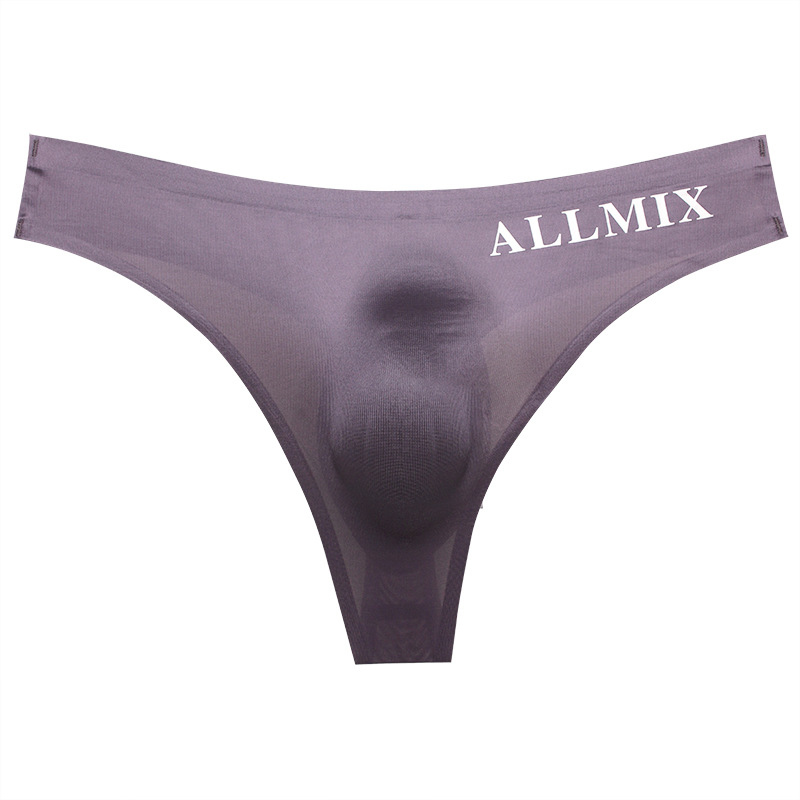 Picture of Foreign Trade Men's Sexy Sports Fitness Letter Thin Transparent Showing Hip Ice Silk Low Waist Seamless Triangle Single Thong