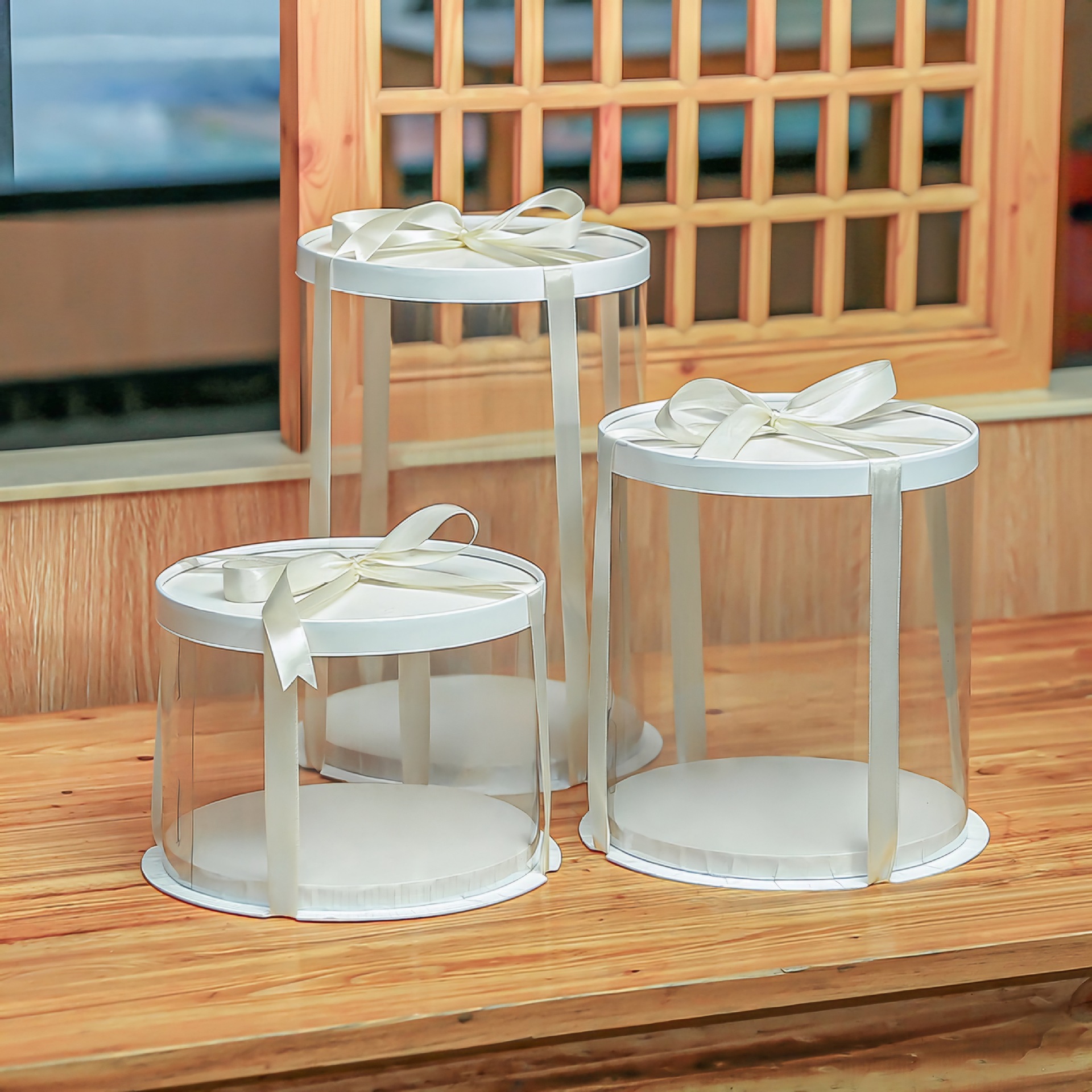 Round Transparent Cake Box Customized 4 Inches 6 Inches 8inch 10inch Heightened Birthday Baking Cake Packaging Box Wholesale