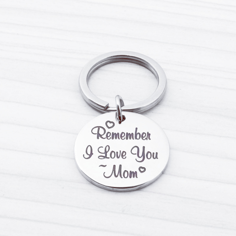 Picture of European and American hot jewelry stainless steel family gift Mother's Day gift lettering stainless steel keychain