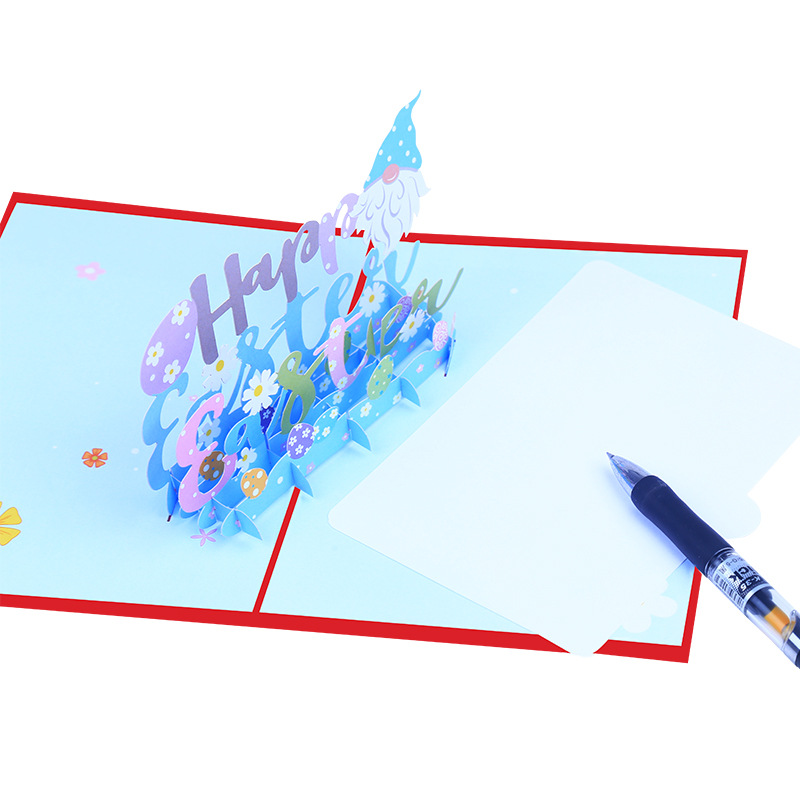 Picture of Factory supply new cross-border Easter stereo greeting card 3D holiday blessing card rabbit egg paper carving greeting card