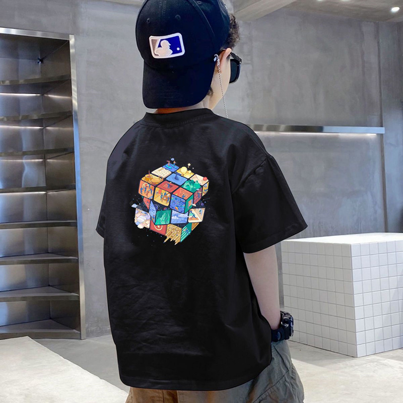Picture of Boys' Summer T-shirt Short-sleeved 2023 New Fashionable Medium and Large Children's Breathable Thin All-match Loose Half-sleeved Top