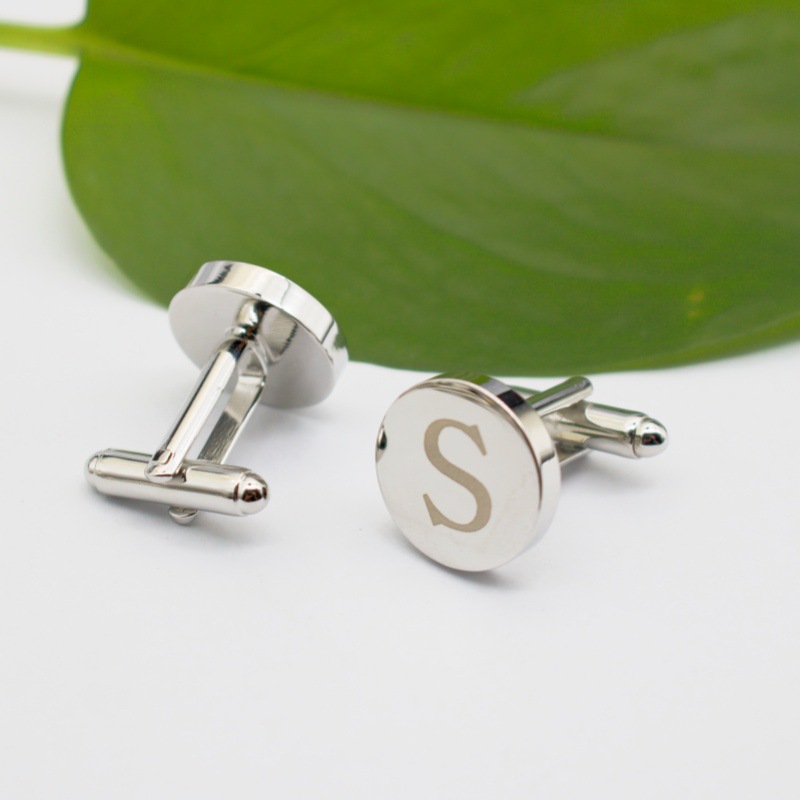 Picture of High-End Letter Cufflinks Men's Shirt Collar Clip Set Metal Accessories Business 26 Letters Laser in Stock