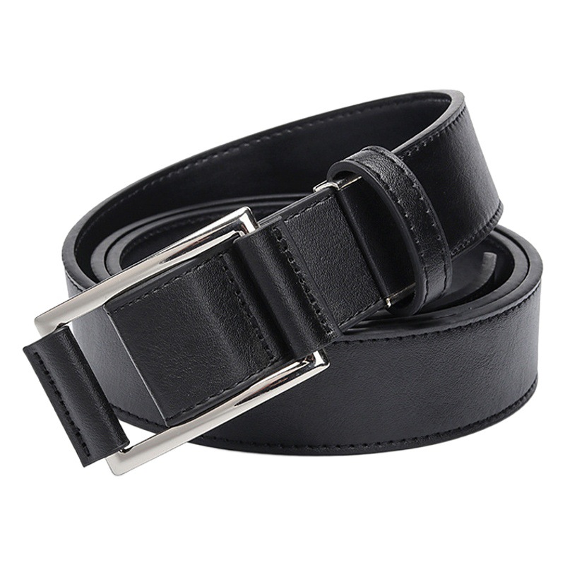 Men's Belt Japanese Export No-Hole Belt Men's Buckle Belt Pu Leather Belt Wholesale 2025 New Trendy Alloy Belt
