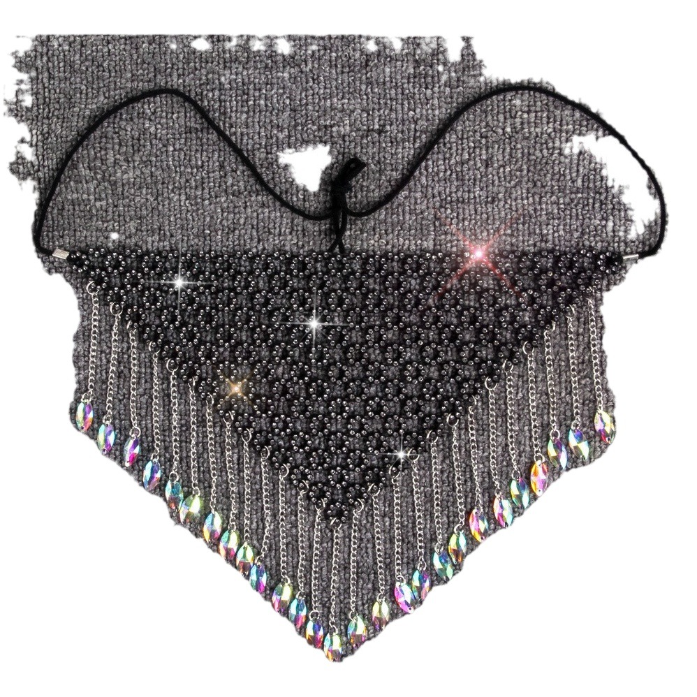 Amazon Party Metal Tassel Mask European and American Rhinestone Acrylic Head Chain Prom Facial Accessories Nightclub Mask